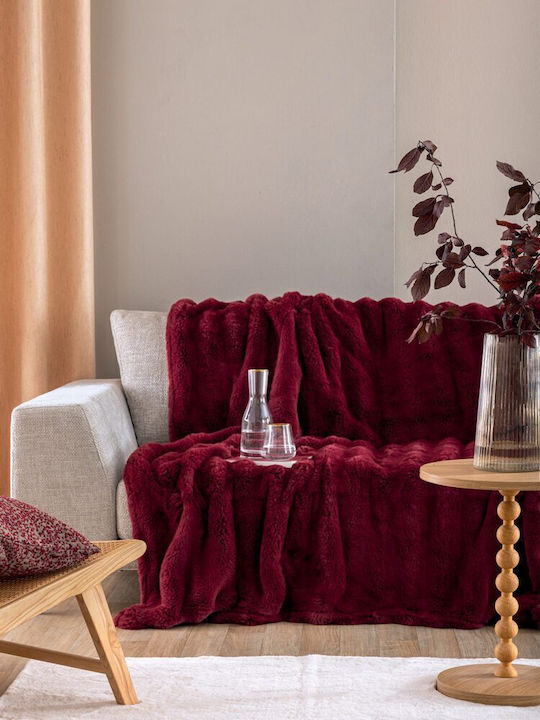Palamaiki Heather Furry Single Blanket 160x220cm Burgundy