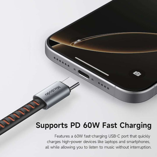 Mcdodo Audio Μετατροπέας USB-C male σε USB-C 2x female Γκρι 1τμχ