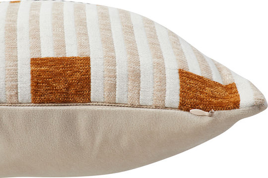 Atmosphera Atmosphera Sofa Cushion Jacquard 100% Cotton Ecru Brown 40x40cm