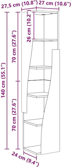 Дървен Бюро Шкаф Бял 27.5x27x140см