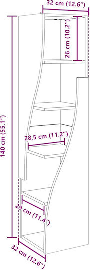 vidaXL Office Storage Cabinet Wooden White 32x32x140cm