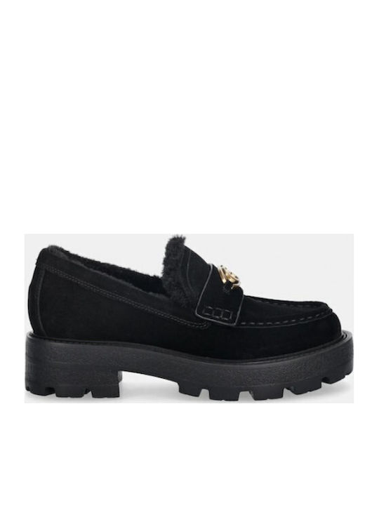 Leather Women's Loafers in Black Color