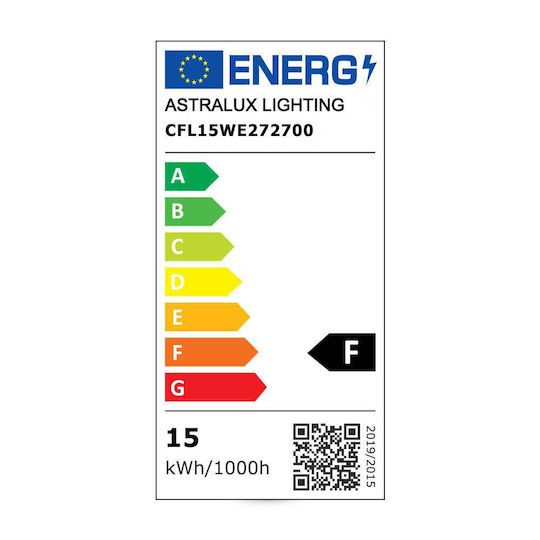 Λάμπα Οικονομίας Αχλάδι 15w Ε27 Ψυχρό Λευκό 2700-3000κ Matt