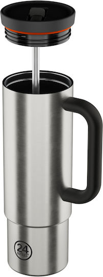 24Bottles Ποτήρι Θερμός Ανοξείδωτο BPA Free 800ml Brushed Steel με Καλαμάκι