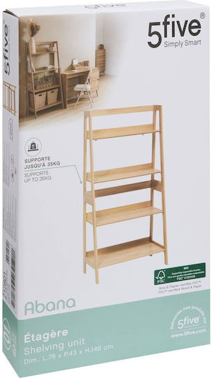 5Five Boden Badezimmerregal Hölzernes mit 4 Regalböden 76x43x76cm Braun
