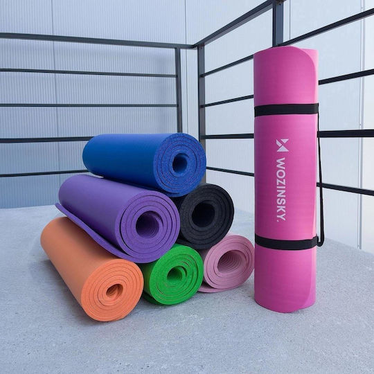 Wozinsky Pilates Exercise Mat Blue with Carry Strap 181x63x0.9cm