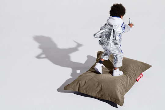 Bean Bag Chair Bolster Junior Canvas Recycled Taupe Grey 100x130cm