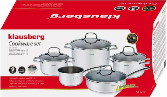 Klausberg Töpfe Set aus Rostfreiem Stahl Silver mit Antihaftbeschichtung 5 Stück