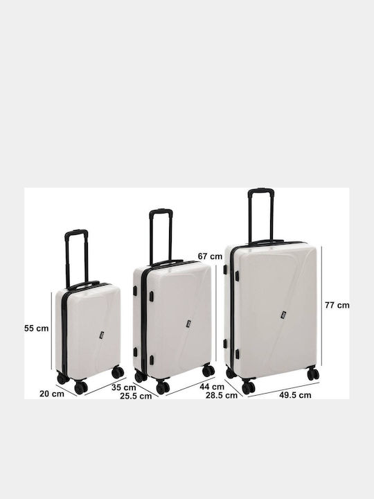 5Five Hard Cream Suitcases with 4 Wheels Set of 3 Pieces