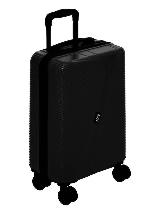5Five Hard Travel Suitcases Black with 4 Wheels Set 3pcs