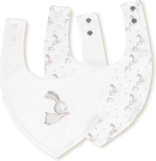 Interbaby Bandana material textil cu buton White, Grey 2buc