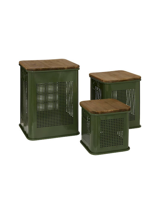 Atmosphera Σετ Διακοσμητικα Βάζα Ξύλινο Λευκά 35x35xΥ46.5cm 3τμχ