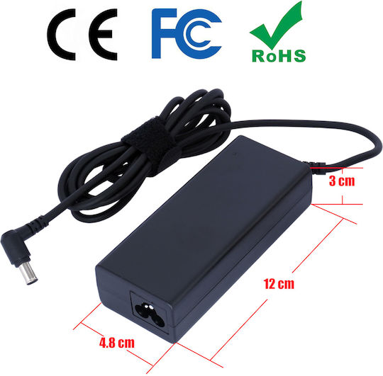 Sony Зарядно за лаптоп 75W 19.5V 3.9Спецификация за Sony с Отделяем Кабел за Захранване