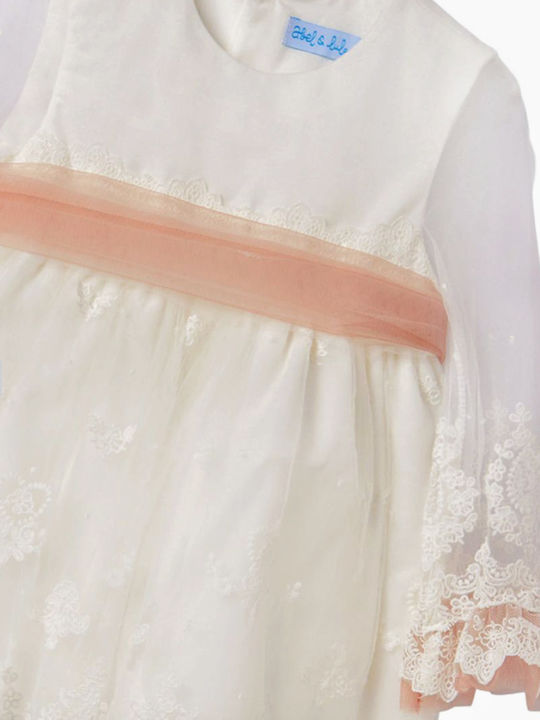 Mädchenkleid Langärmeliges Tüll Für Blumenmädchen Weiß