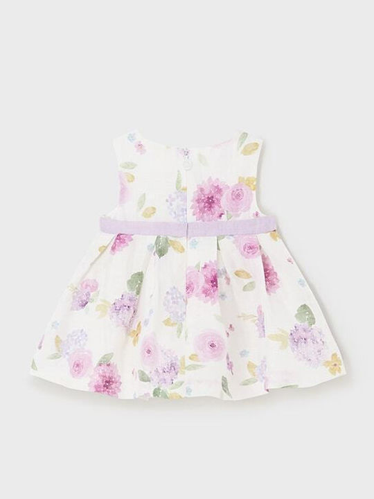 Children's Dress Sleeveless Linen Floral ecru