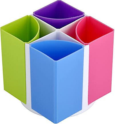 Suport Rotativ Pentru Creioane La 360 De Grade 4 Compartimente Detasabile Diametru 10 Cm Multicolor