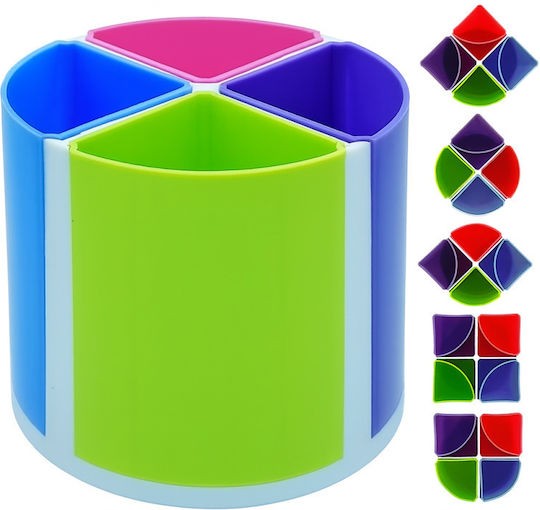 Suport Rotativ Pentru Creioane La 360 De Grade 4 Compartimente Detasabile Diametru 10 Cm Multicolor