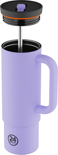 24Bottles Glass Thermos Bottle BPA Free Erica with Straw