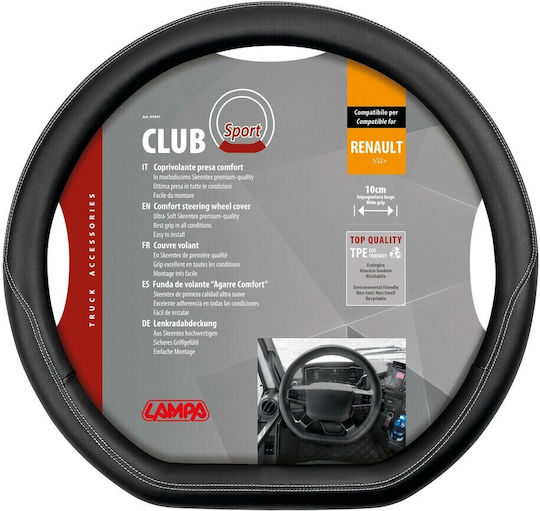 Lampa Auto-Lenkradabdeckung Club Sport Synthetisch Schwarz mit Schwarzer Naht