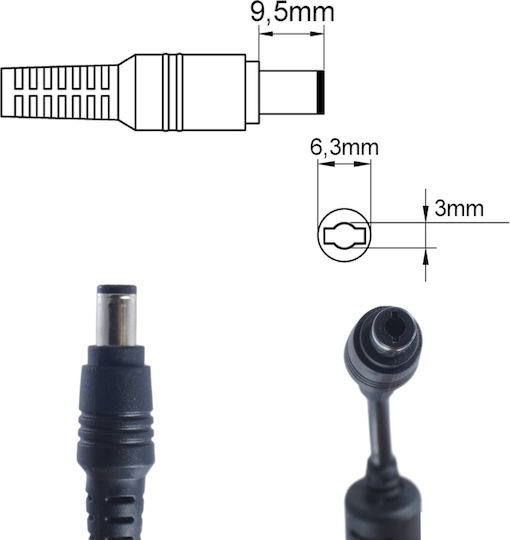 Ac Adapter Φορτιστής Laptop 90W 15V 6A για Toshiba με Αποσπώμενο Καλώδιο Τροφοδοσίας