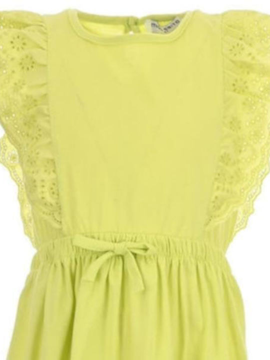 Детска Рокля Без ръкави Обикновени Lime Green