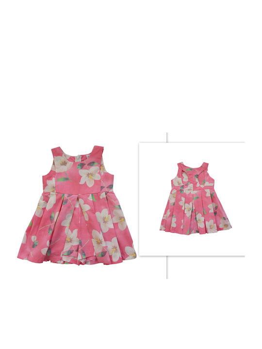 Kinderkleid Ärmellos Blumen Fuchsie