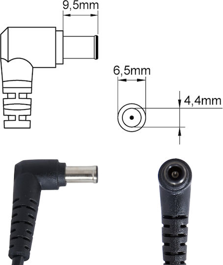 Ac Adapter Φορτιστής Laptop 100W 19.5V 5.2A για Sony με Αποσπώμενο Καλώδιο Τροφοδοσίας