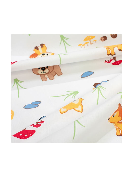 Dimcol Baby Bettlaken Für Wiege Baumwolle Waldtiere Weiß 80x110cm