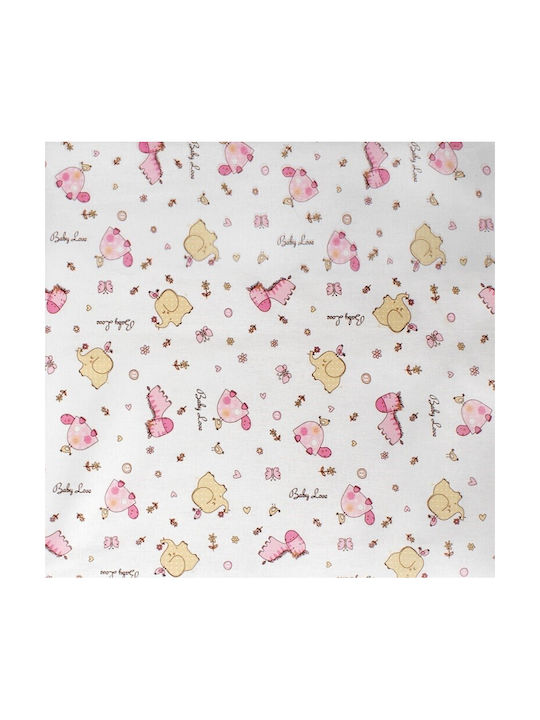 Dimcol Bebe Baby Sheets Set Crib Cotton White-Pink Multicolored 120x160cm 3pcs