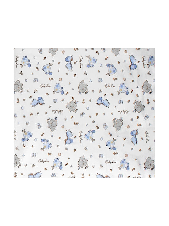 Dimcol Baby Sheets Set Crib Cotton White-Sky Blue Multicolored 120x160cm 3pcs