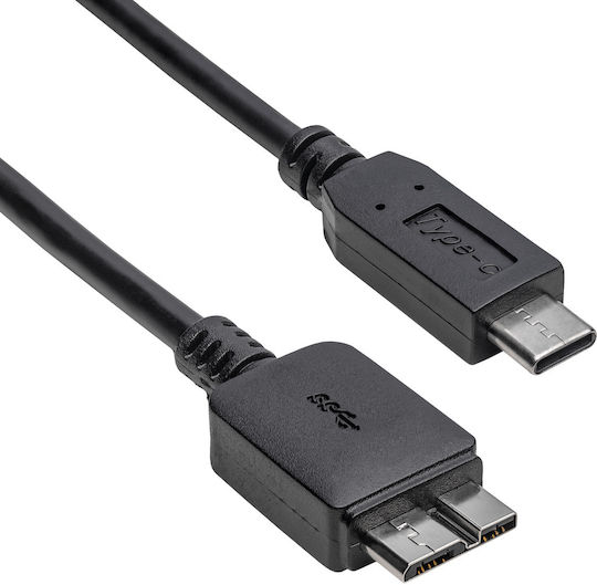 Akyga USB 3.0 Cable USB-C Male - Micro USB-B 15W Black 1m