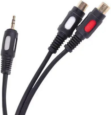 3.5мм жак кабел мъжки към 2 RCA гнезда 25см
