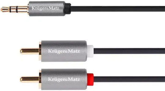 Kruger & Matz 3.5mm Male To RCA Male Audio Cable Black 5m With Gold Plated Terminals KM1217