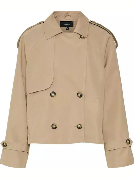 Chloe Women's Light Beige Coat with Buttons