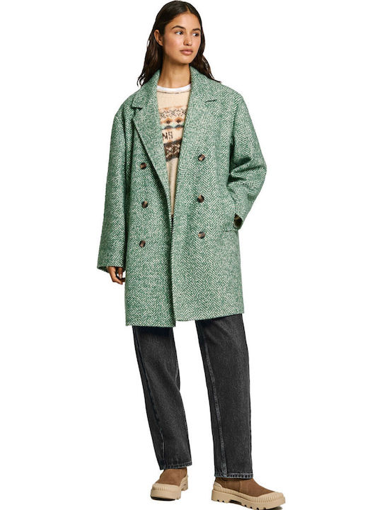 Women's Green Coat with Buttons