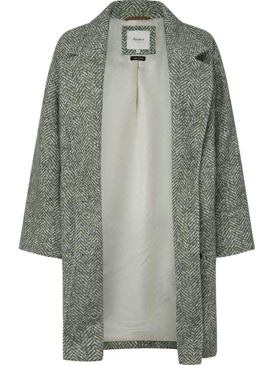 Women's Green Coat with Buttons