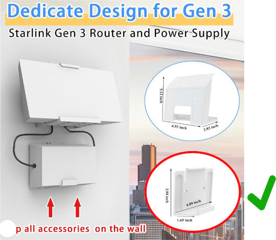 Βάση Τοίχου Power Supply Wall Mount Starlink Device Router Gen3 V3 Wifi Accessories Easy Installation Space Κωδ.1-per0072