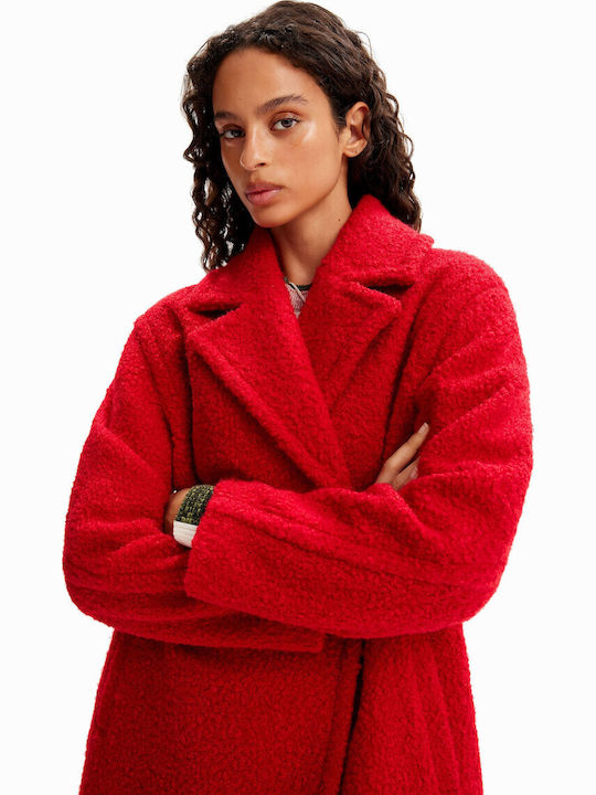London Women's Red Coat with Buttons