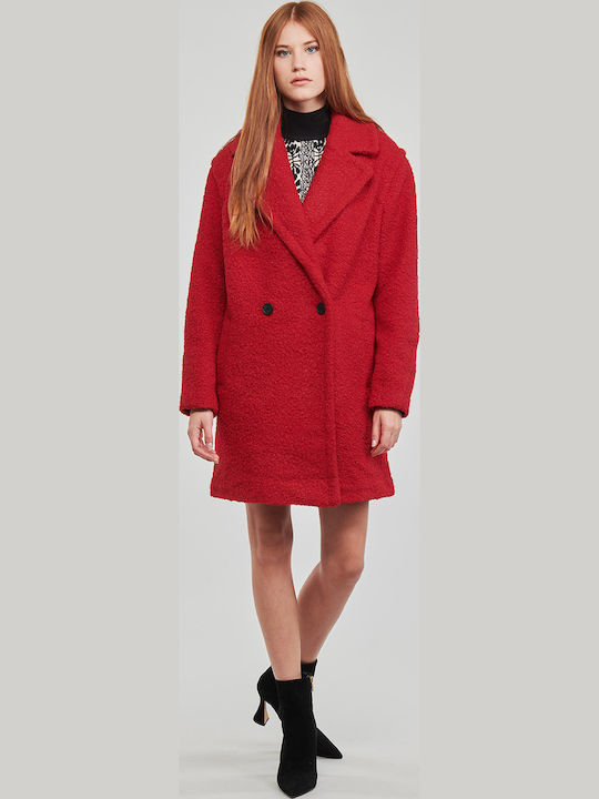 London Women's Red Coat with Buttons