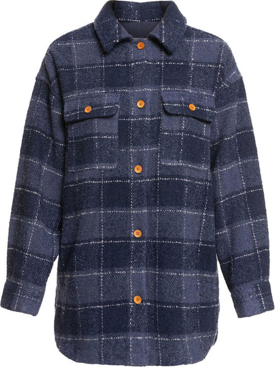Make It Happen Women's Checked Blue Overshirt