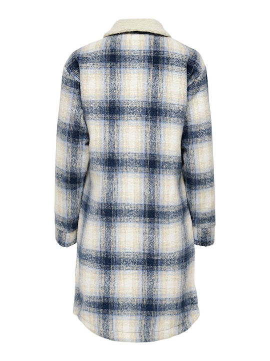 Γυναικείο Καρό Μπλε Overshirt Teddy