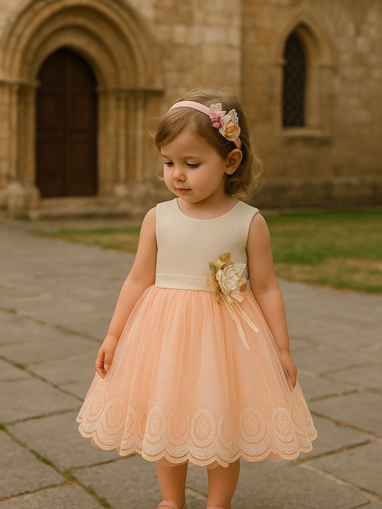Mädchenkleid Ärmellos Tüll Für Blumenmädchen Rosa