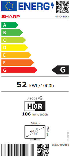 Sharp Smart Fernseher 43" 4K UHD LED 43GK4445E HDR (2025)