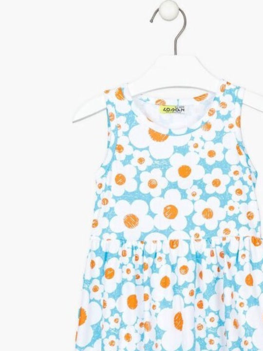 Kinderkleid Ärmellos Blumen Hellblau