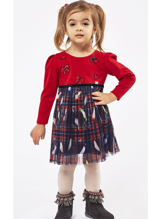 Children's Dress Long Sleeve Tulle Red