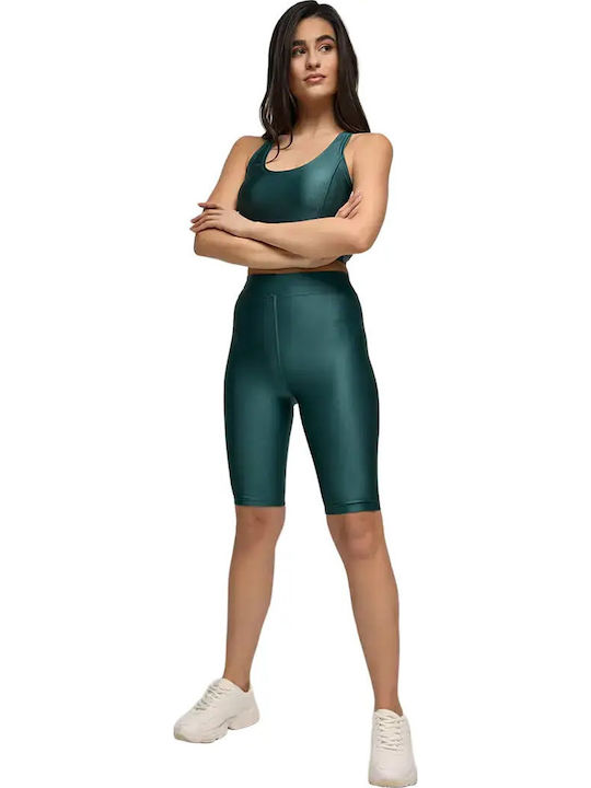 Schulung Frauen Fahrrad Leggings Glänzend & Hochgeschnitten Grün