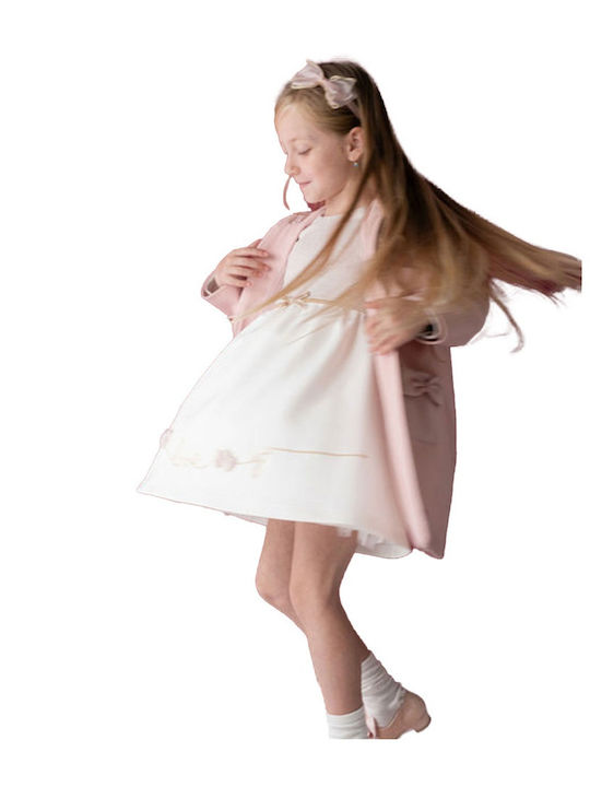 Children's Dress Long Sleeve Set with Coat and Blouse Pink