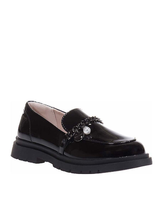 Girls Leather Slip-On Moccasins Black