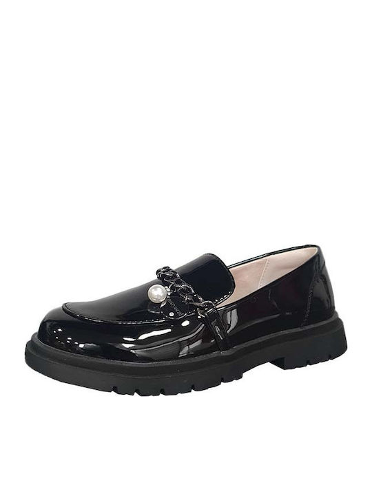 Girls Leather Slip-On Moccasins Black