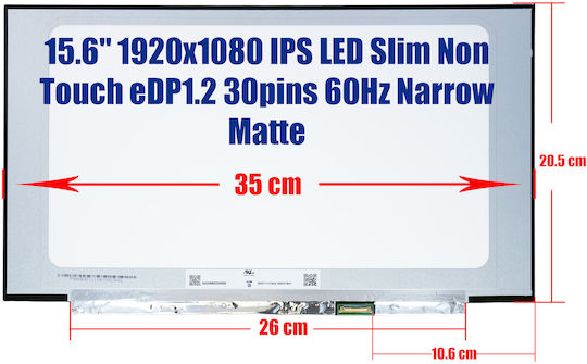 Monitor 15.6" Slim / IPS / LED / Touch / 60Hz 1920x1080 Matte 30 Pin for Laptop Lenovo IdeaPad Slim 3 15 15IAN8 5D11J33858